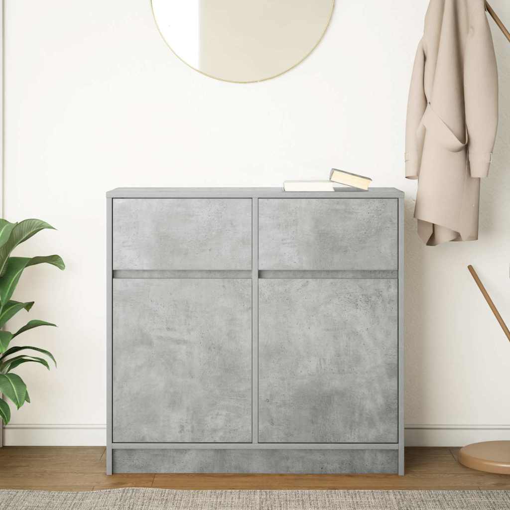 skænk med skuffe 80x34x76 cm konstrueret træ betongrå