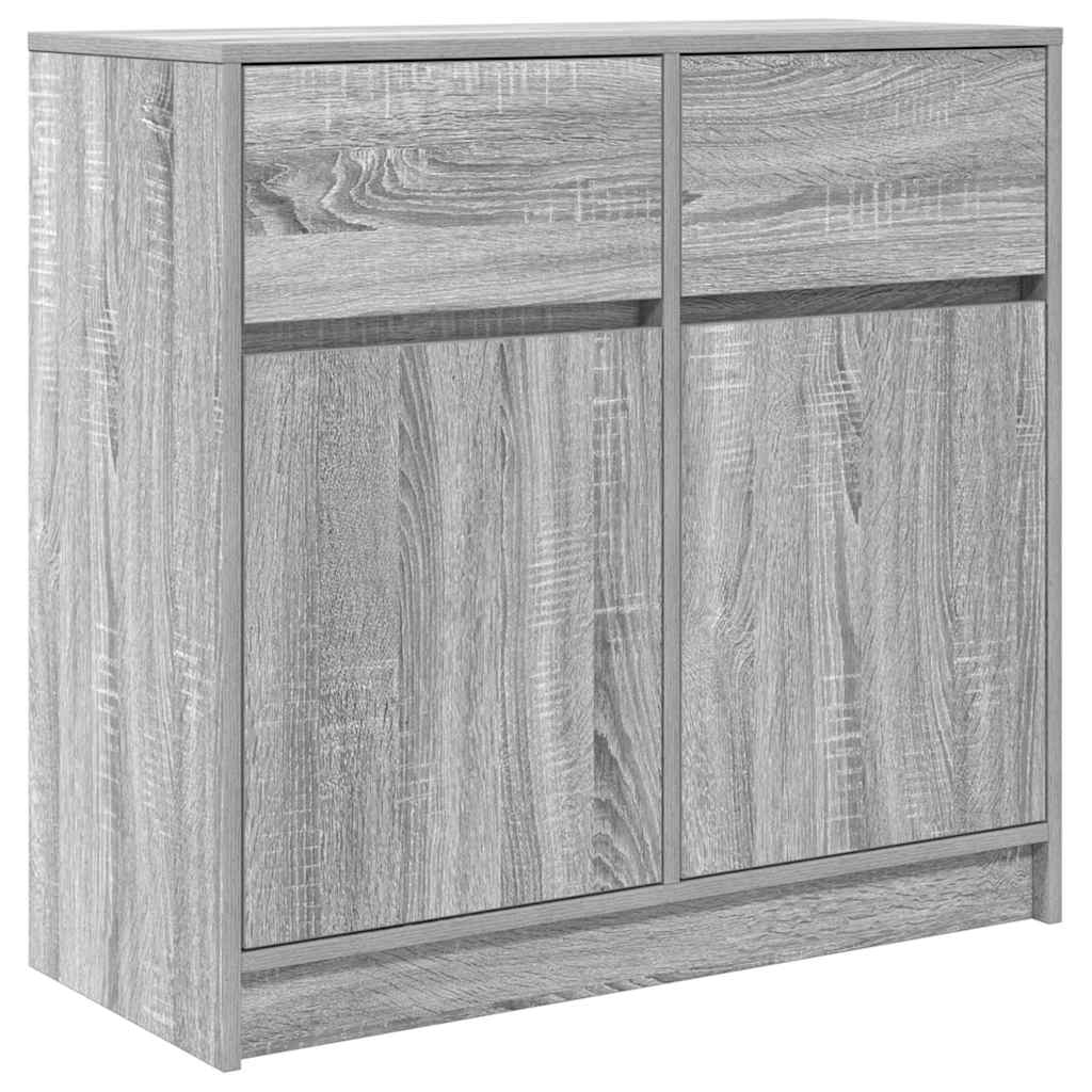 skænk med skuffe 80x34x76 cm konstrueret træ grå sonoma-eg