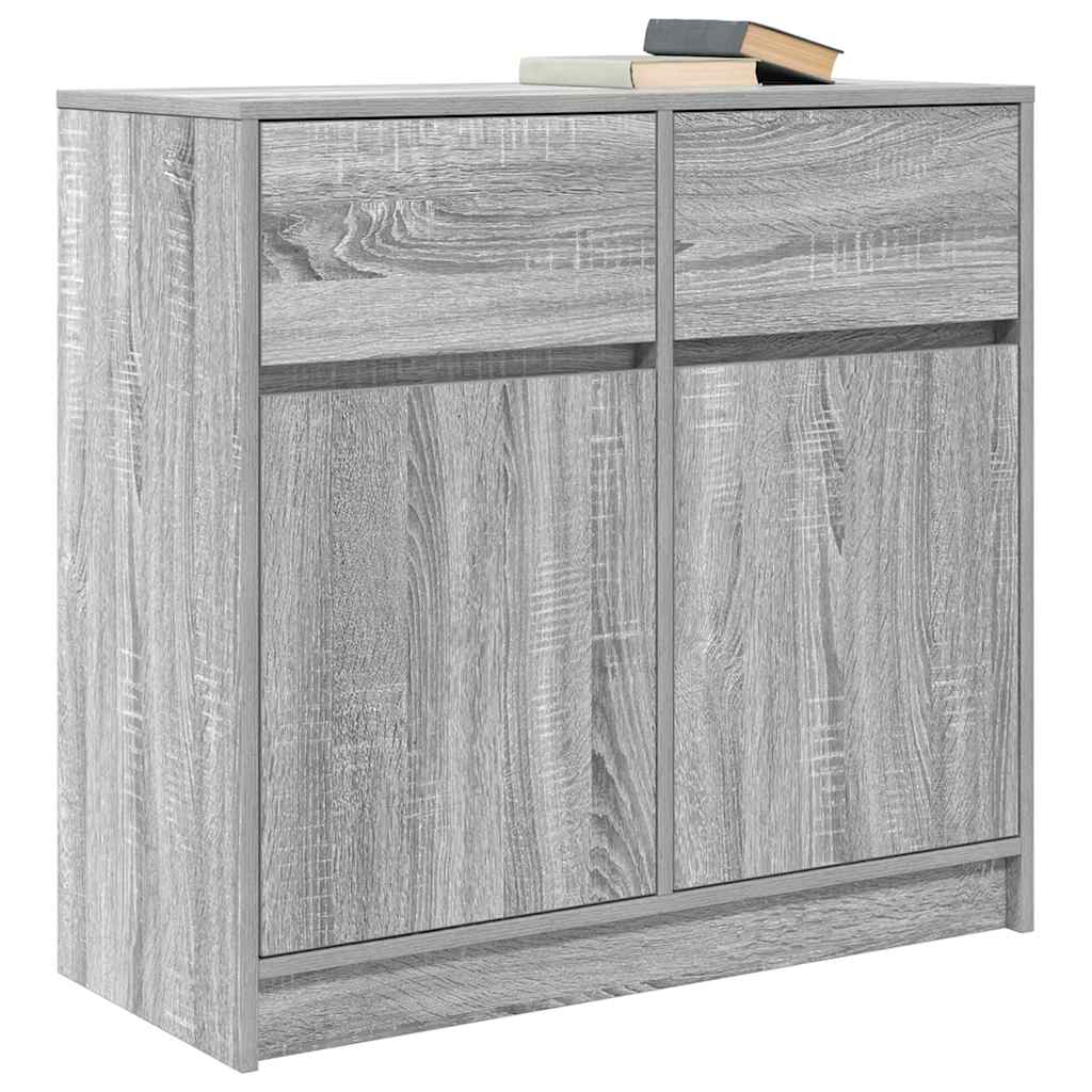 skænk med skuffe 80x34x76 cm konstrueret træ grå sonoma-eg