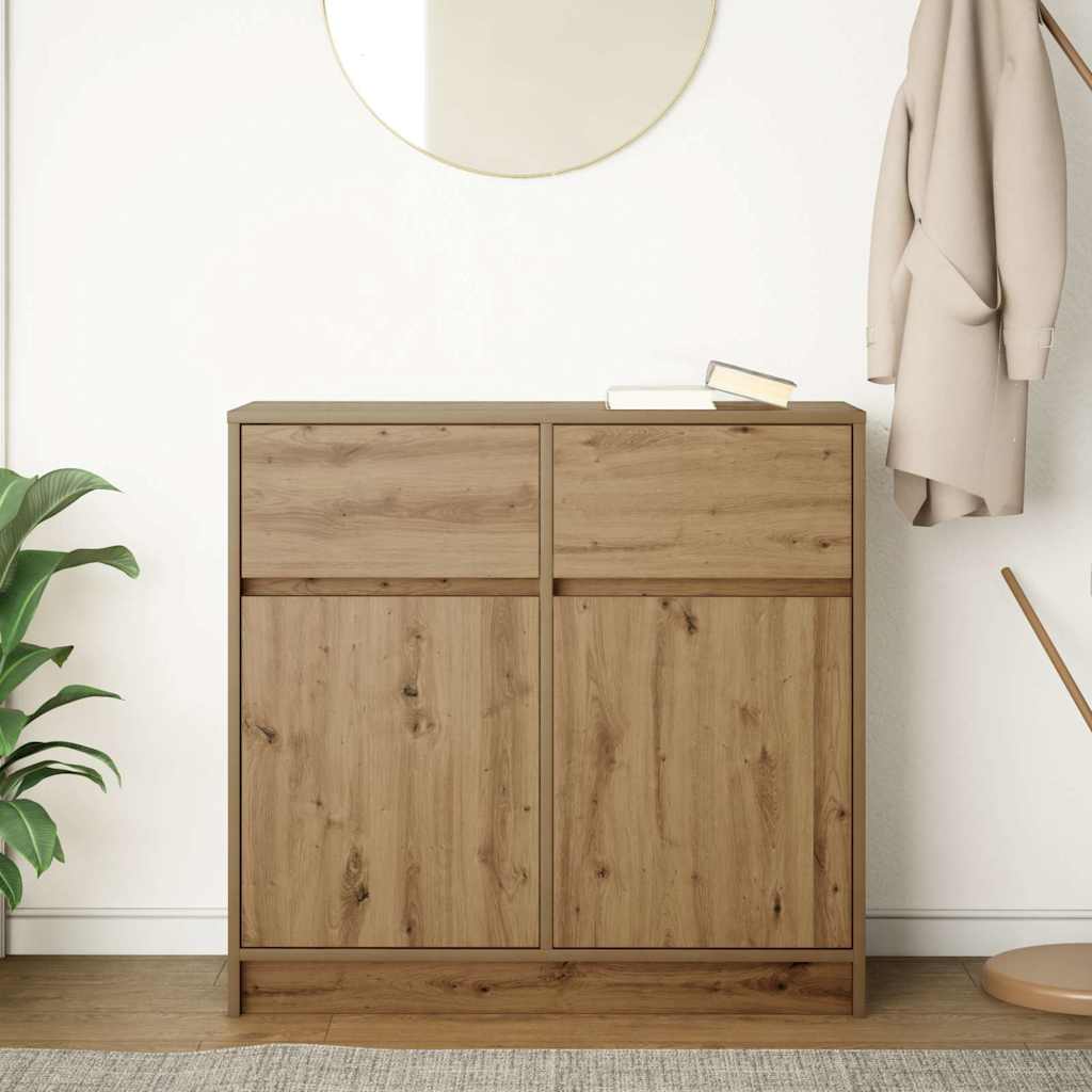 skænk med skuffe 80x34x76 cm konstrueret træ kunsteg