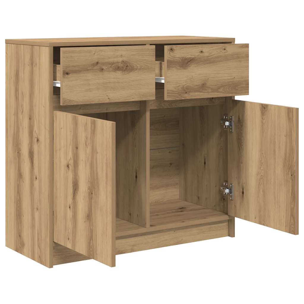 skænk med skuffe 80x34x76 cm konstrueret træ kunsteg