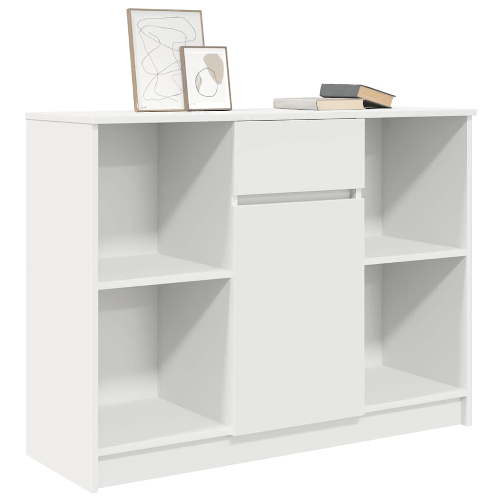 skænk med skuffe 101x35x76 cm konstrueret træ hvid