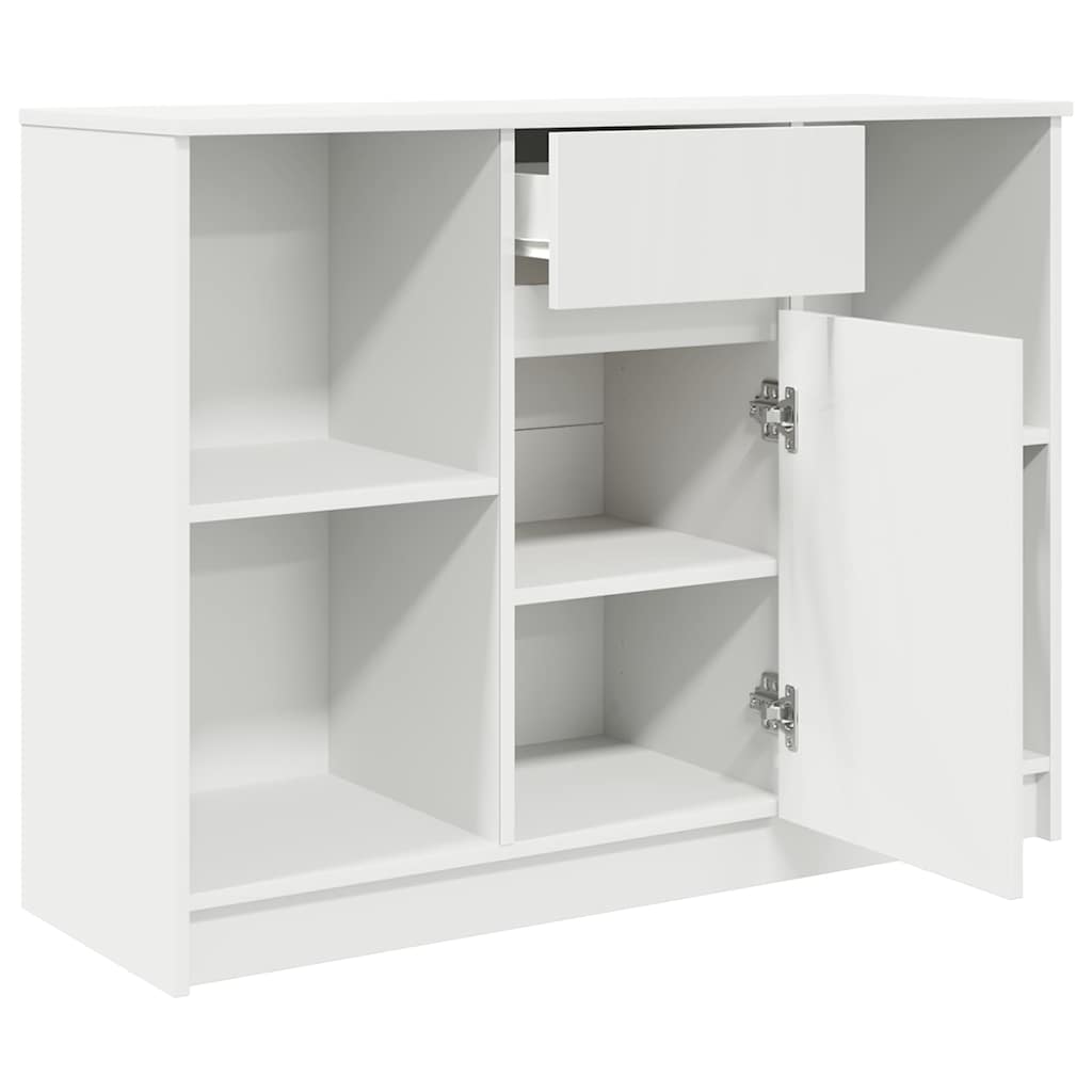 skænk med skuffe 101x35x76 cm konstrueret træ hvid