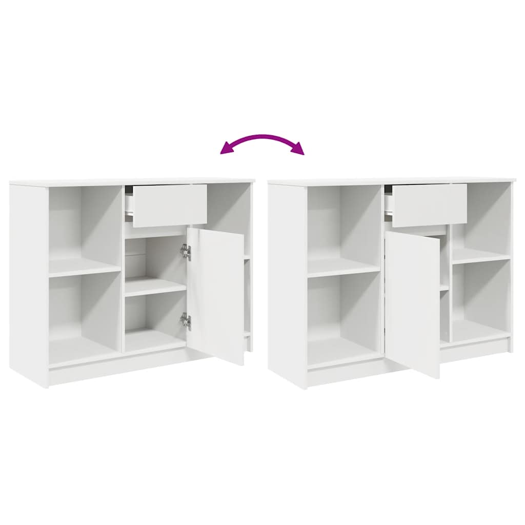 skænk med skuffe 101x35x76 cm konstrueret træ hvid