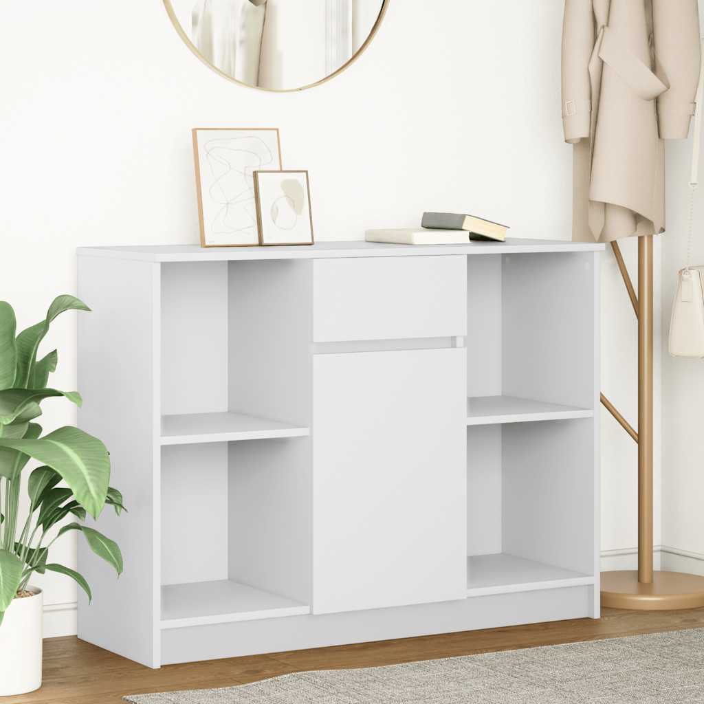 skænk med skuffe 101x35x76 cm konstrueret træ hvid