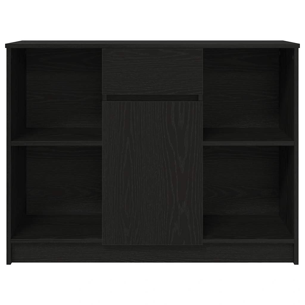 skænk med skuffe 101x35x76 cm konstrueret træ sort egetræ