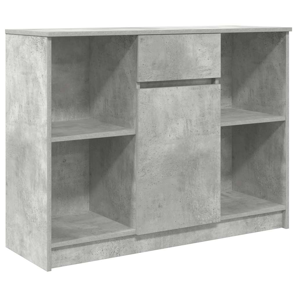 skænk med skuffe 101x35x76 cm konstrueret træ betongrå