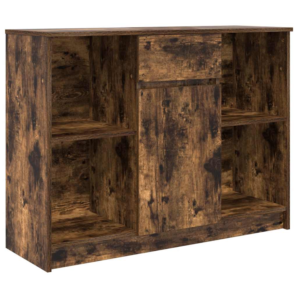 skænk med skuffe 101x35x76 cm konstrueret træ røget egetræ