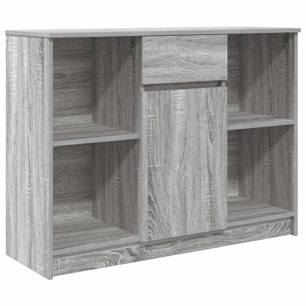 skænk med skuffe 101x35x76 cm konstrueret træ grå sonoma-eg