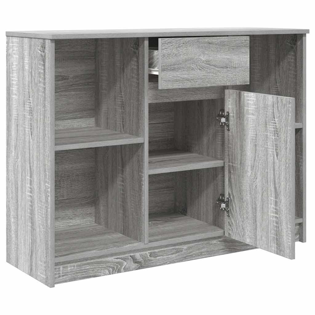 skænk med skuffe 101x35x76 cm konstrueret træ grå sonoma-eg