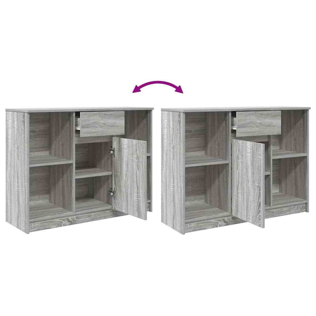 skænk med skuffe 101x35x76 cm konstrueret træ grå sonoma-eg