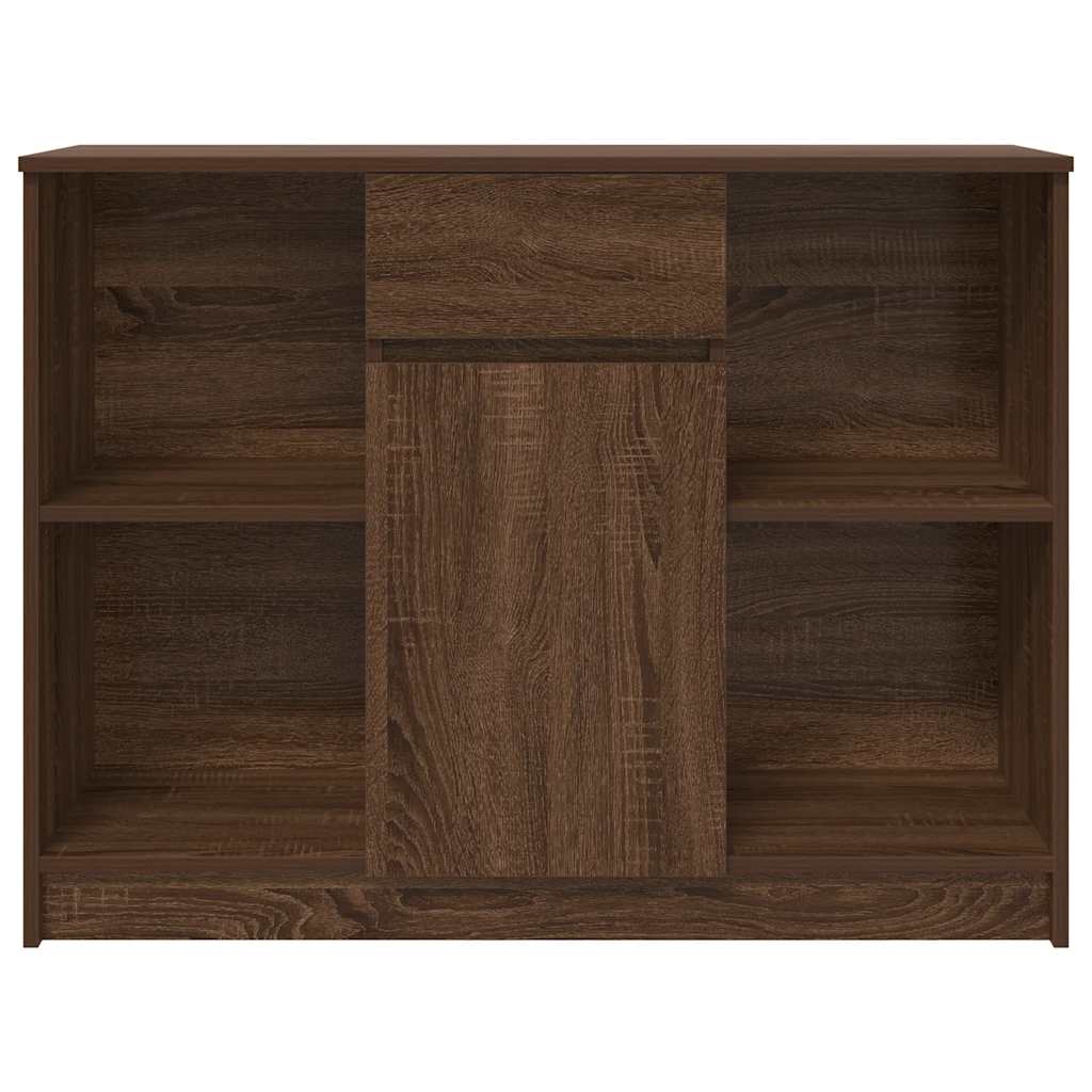skænk med skuffe 101x35x76 cm konstrueret træ brun egetræ