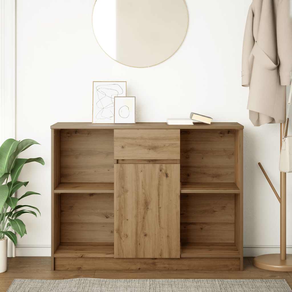 skænk med skuffe 101x35x76 cm konstrueret træ kunsteg