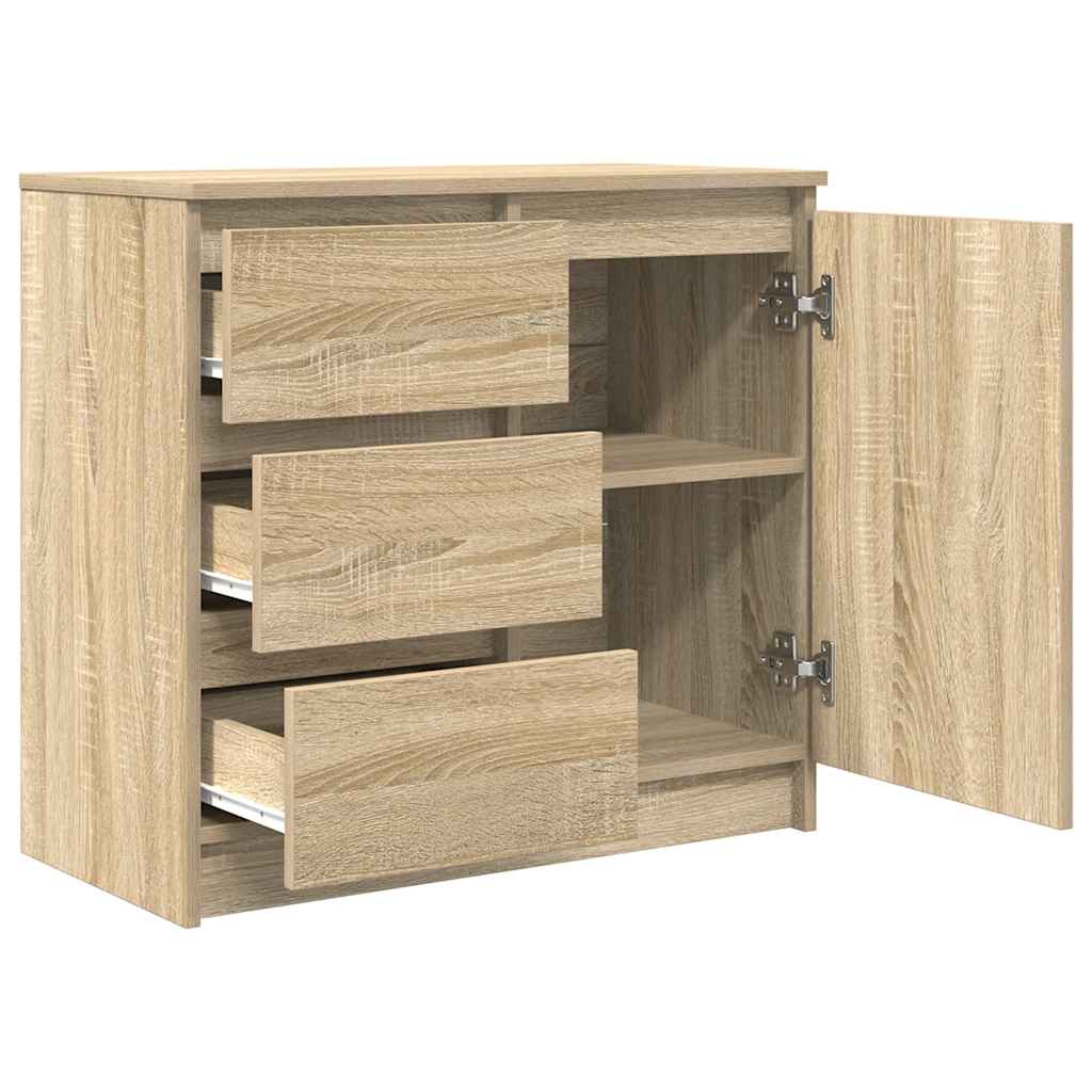 skænk med skuffe 71x35x65 cm konstrueret træ sonoma-eg