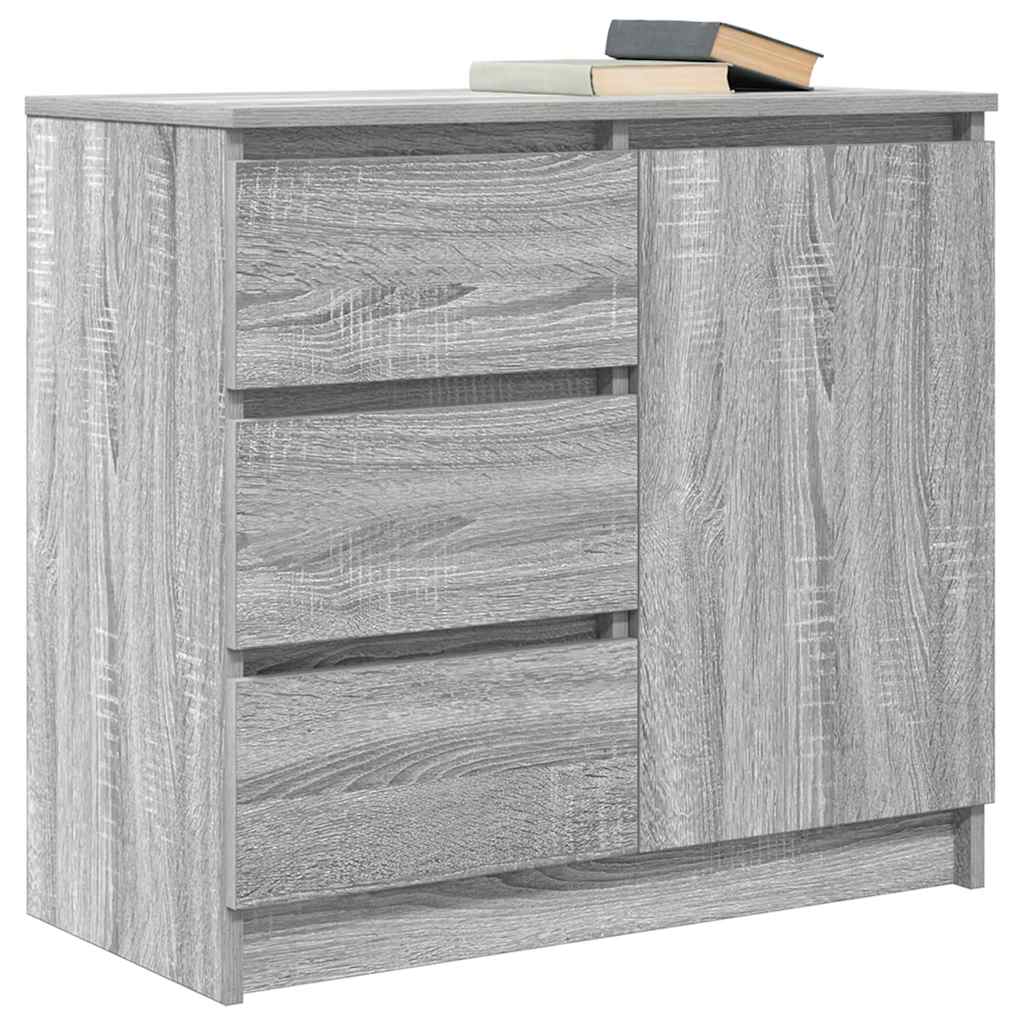 skænk med skuffe 71x35x65 cm konstrueret træ grå sonoma-eg