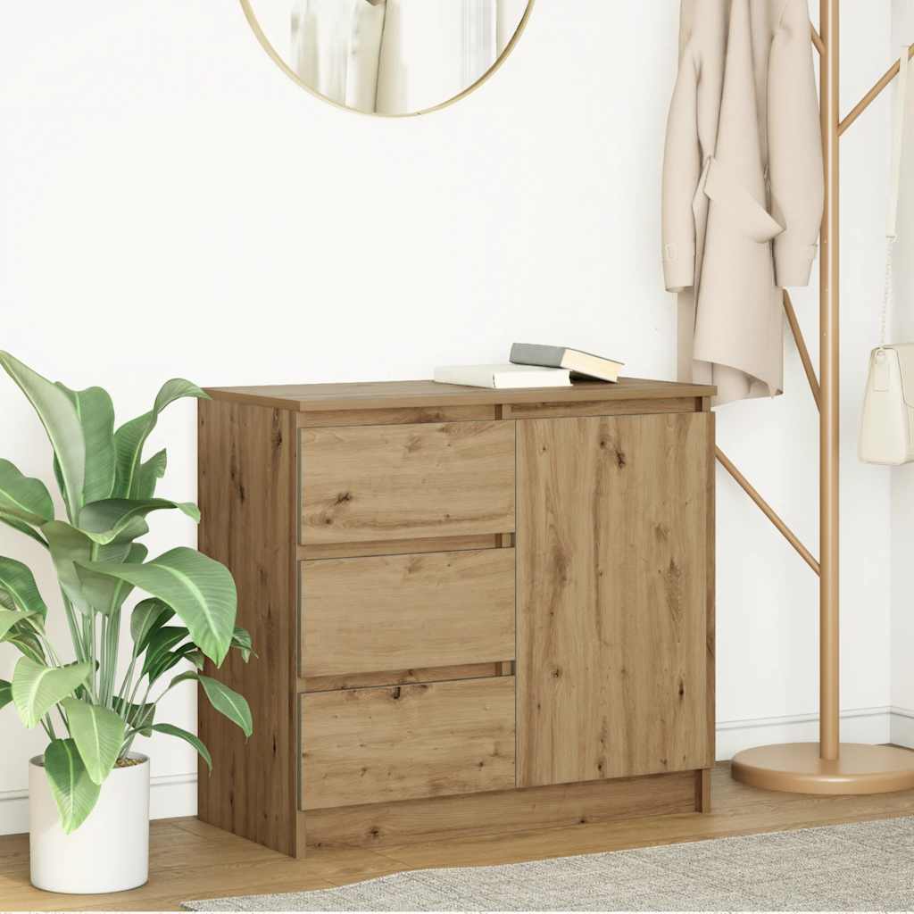 skænk med skuffe 71x35x65 cm konstrueret træ kunsteg