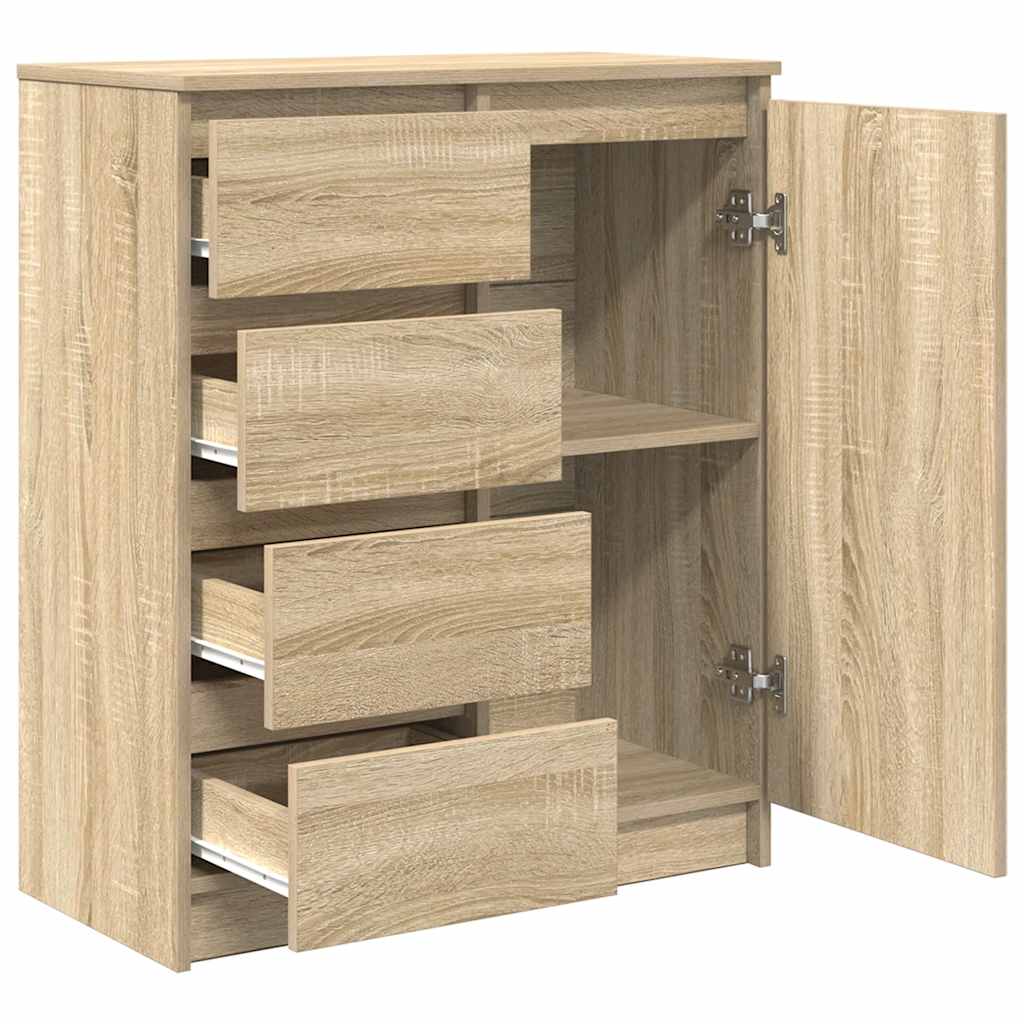 skænk med skuffer 71x35x84 cm konstrueret træ sonoma-eg