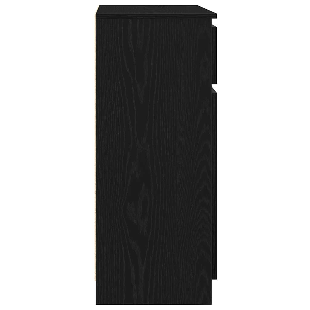 skænk med skuffe 71x35x84 cm konstrueret træ sort egetræ
