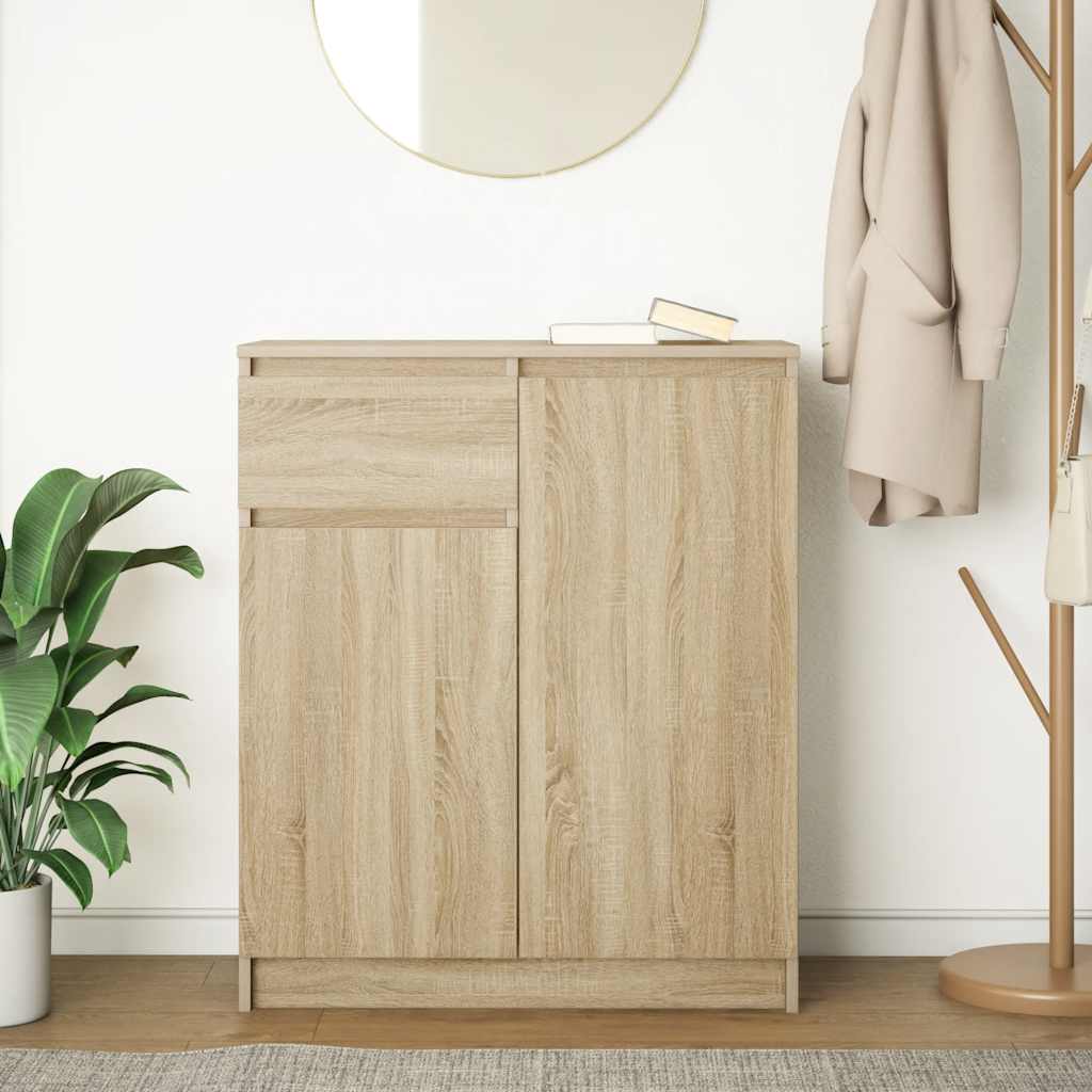 skænk med skuffe 71x35x84 cm konstrueret træ sonoma-eg