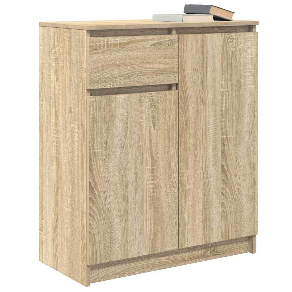 skænk med skuffe 71x35x84 cm konstrueret træ sonoma-eg
