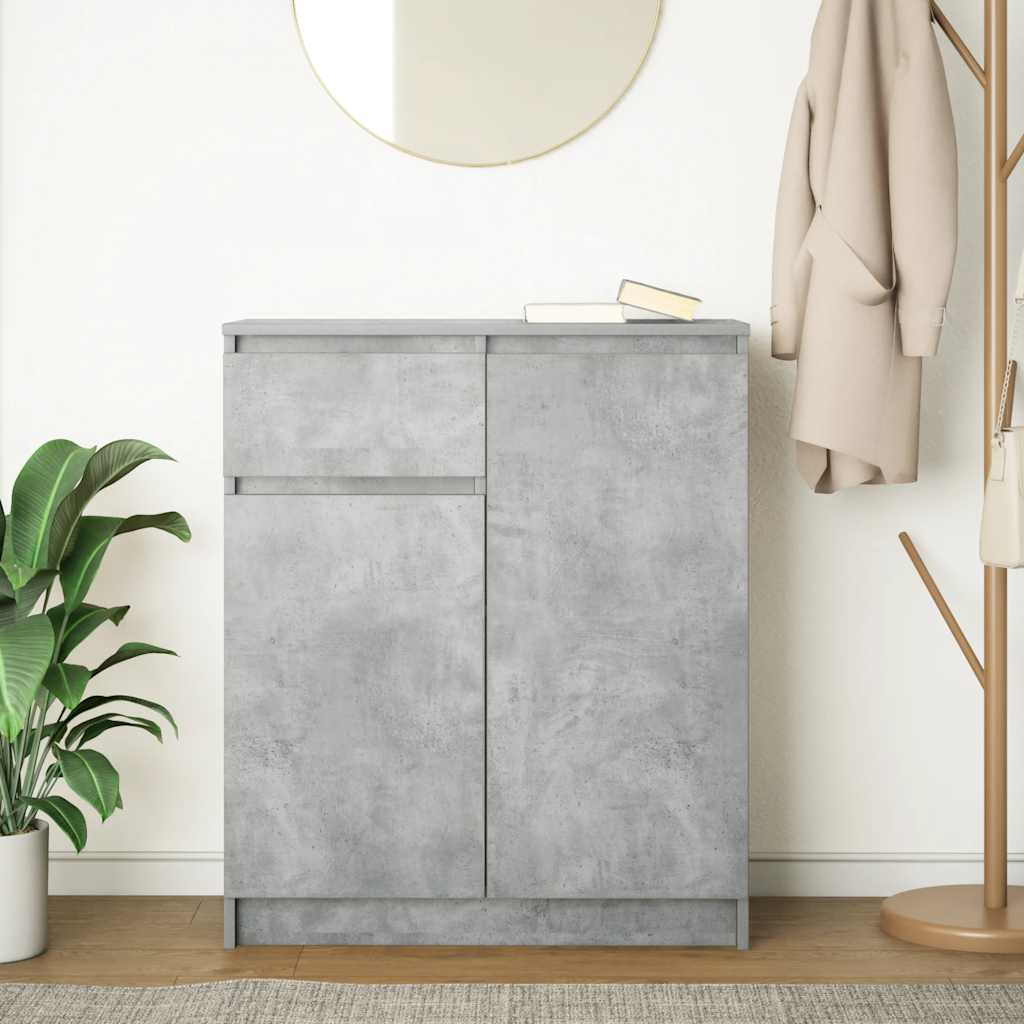 skænk med skuffe 71x35x84 cm konstrueret træ betongrå