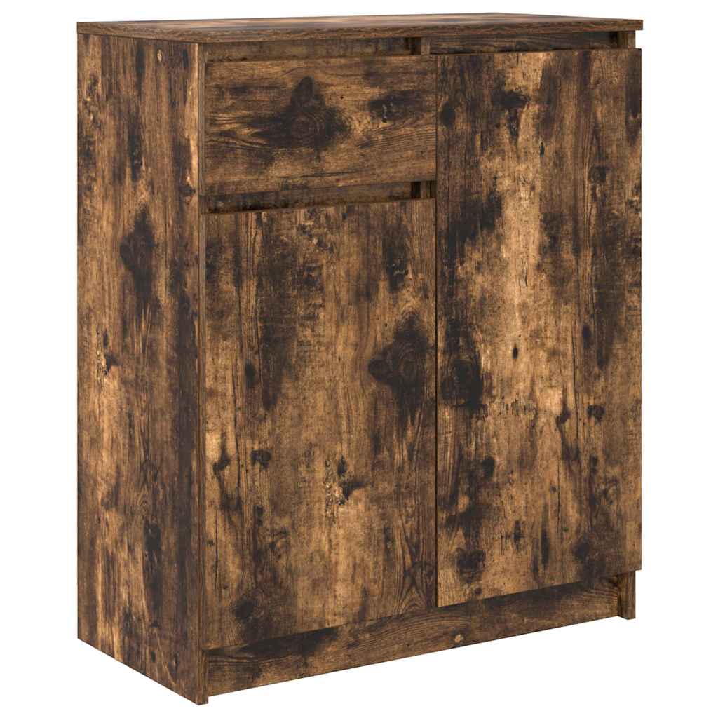 skænk med skuffe 71x35x84 cm konstrueret træ røget egetræ