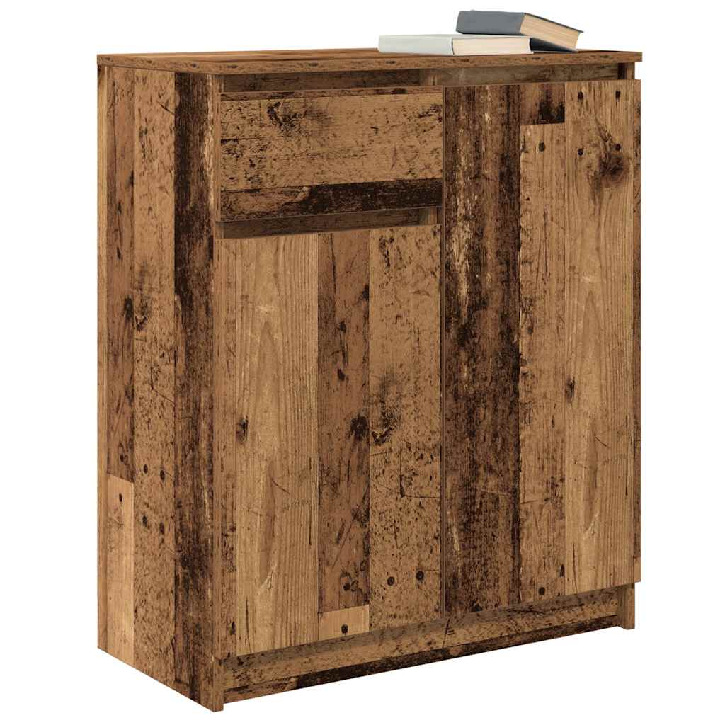 skænk med skuffe 71x35x84 cm konstrueret træ antikt træ