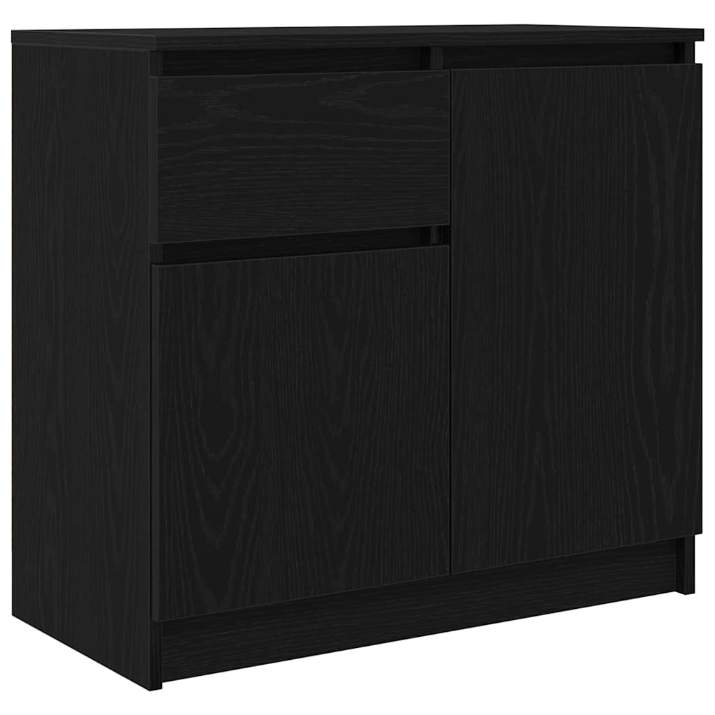 skænk med skuffe 71x35x65 cm konstrueret træ sort egetræ