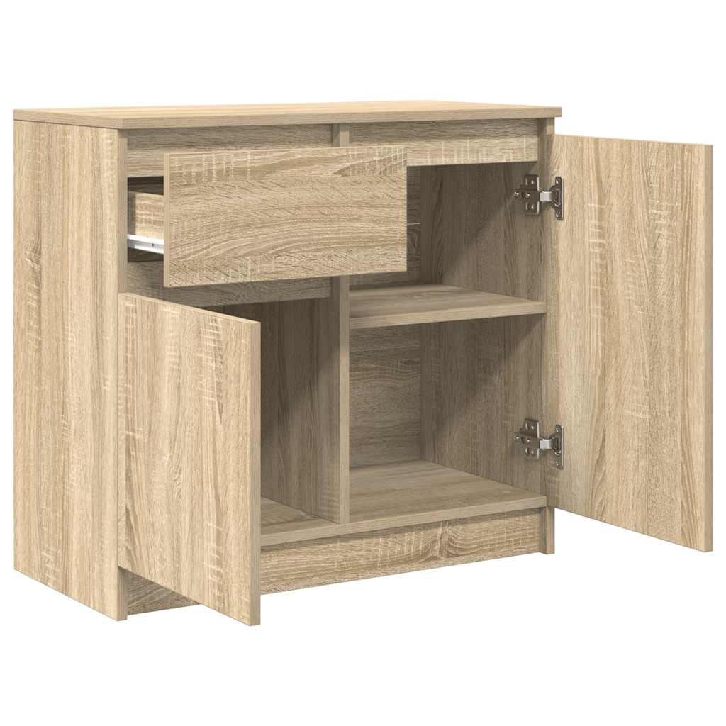 skænk med skuffe 71x35x65 cm konstrueret træ sonoma-eg