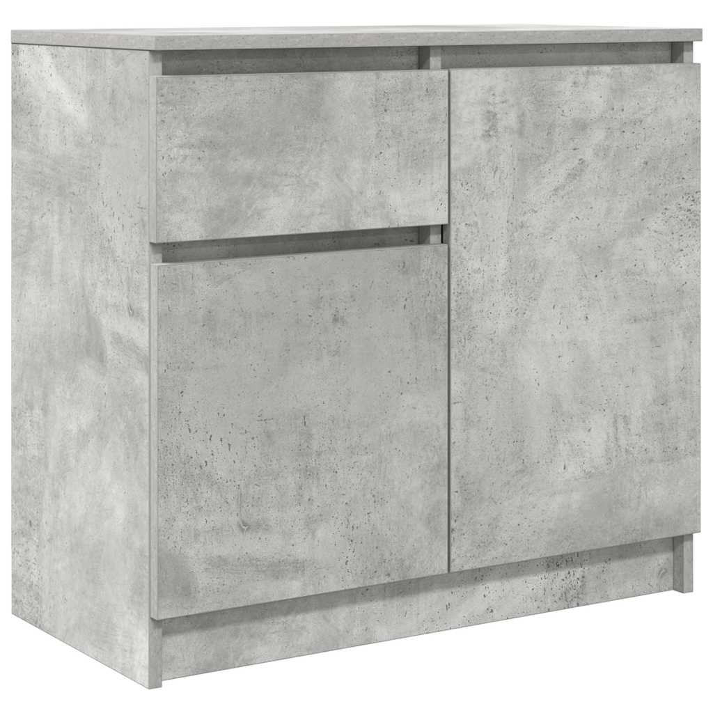 skænk med skuffe 71x35x65 cm konstrueret træ betongrå