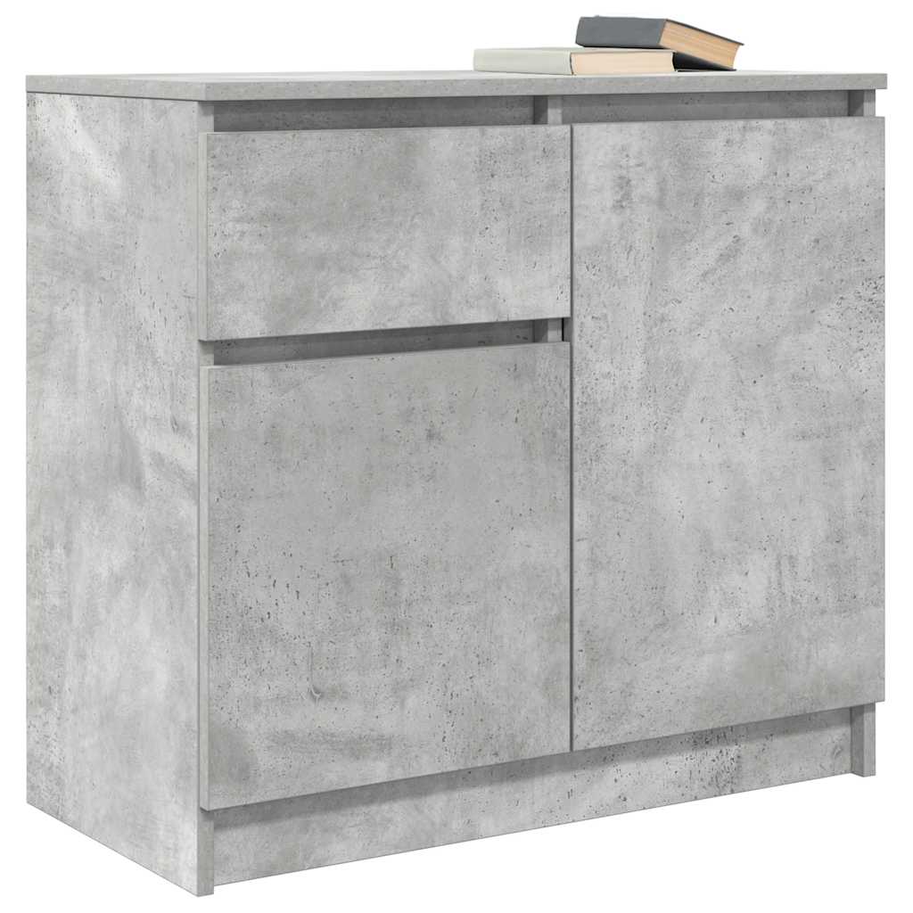 skænk med skuffe 71x35x65 cm konstrueret træ betongrå