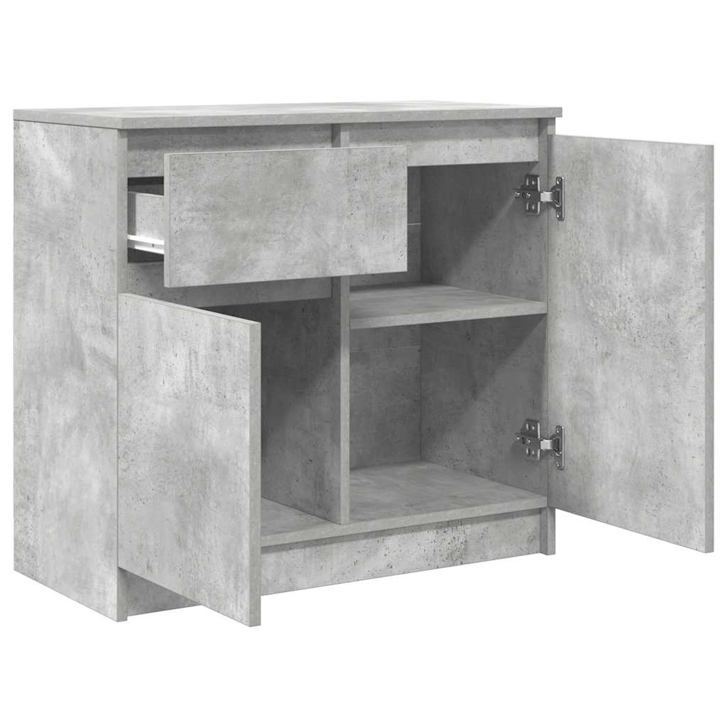 skænk med skuffe 71x35x65 cm konstrueret træ betongrå