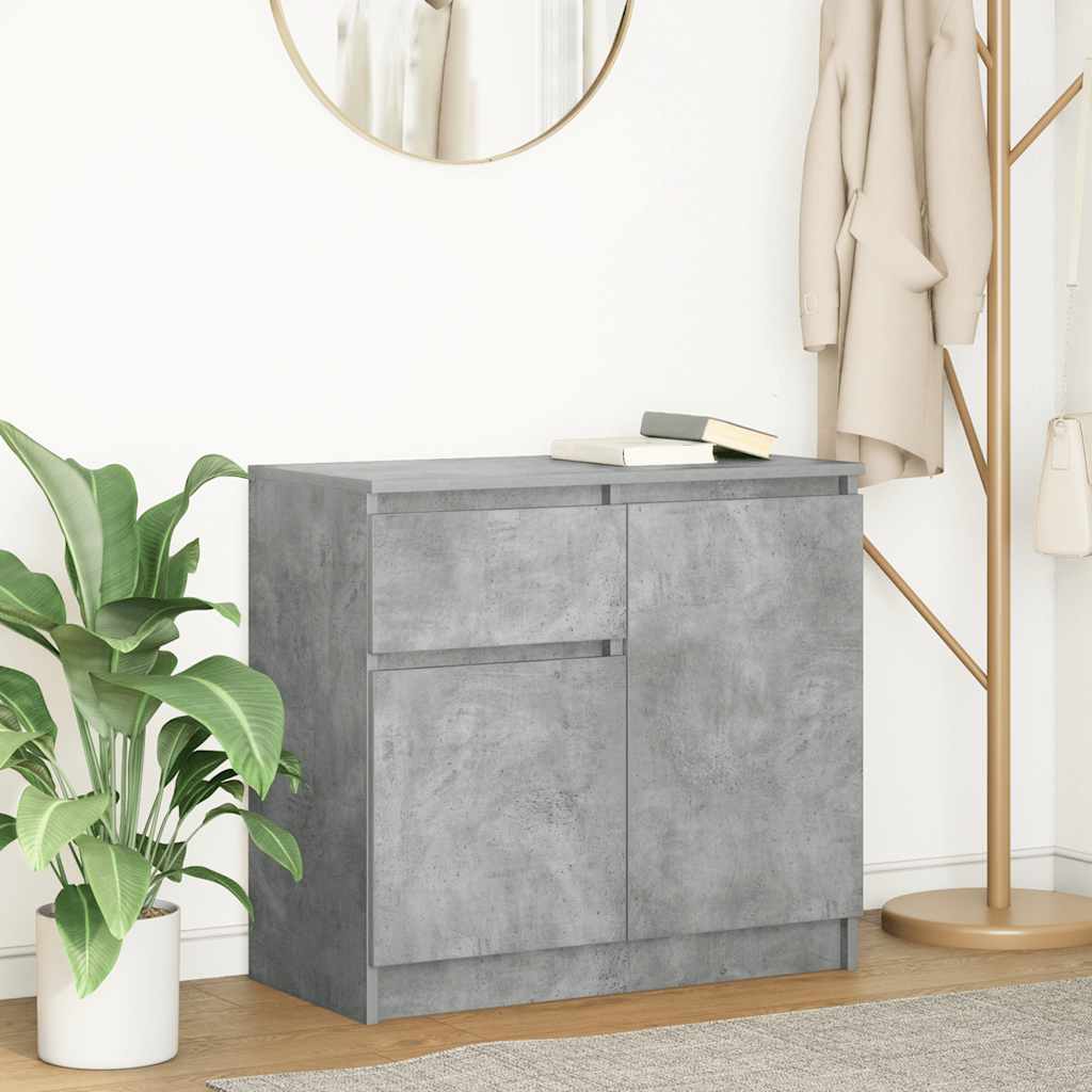 skænk med skuffe 71x35x65 cm konstrueret træ betongrå