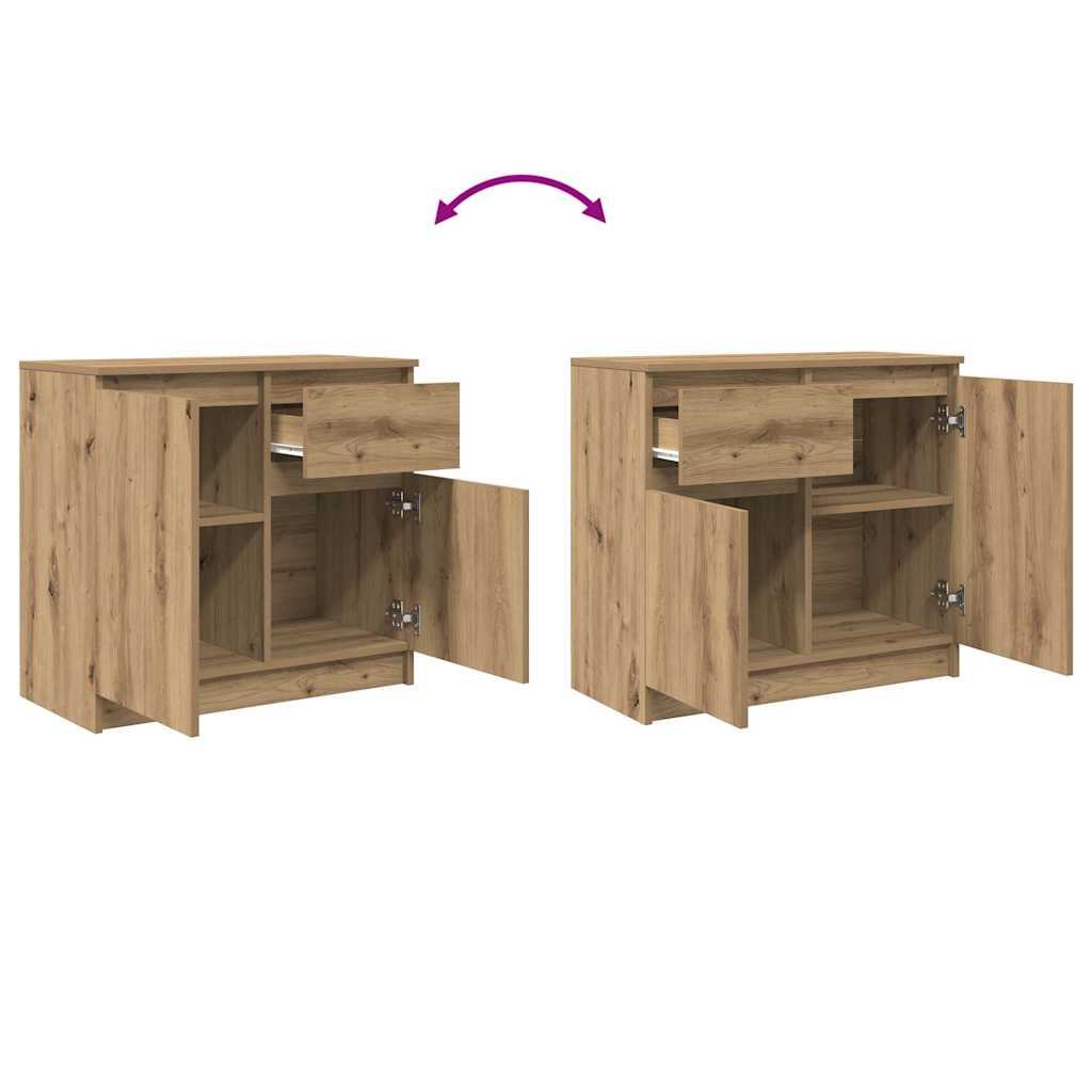 skænk med skuffe 71x35x65 cm konstrueret træ kunsteg