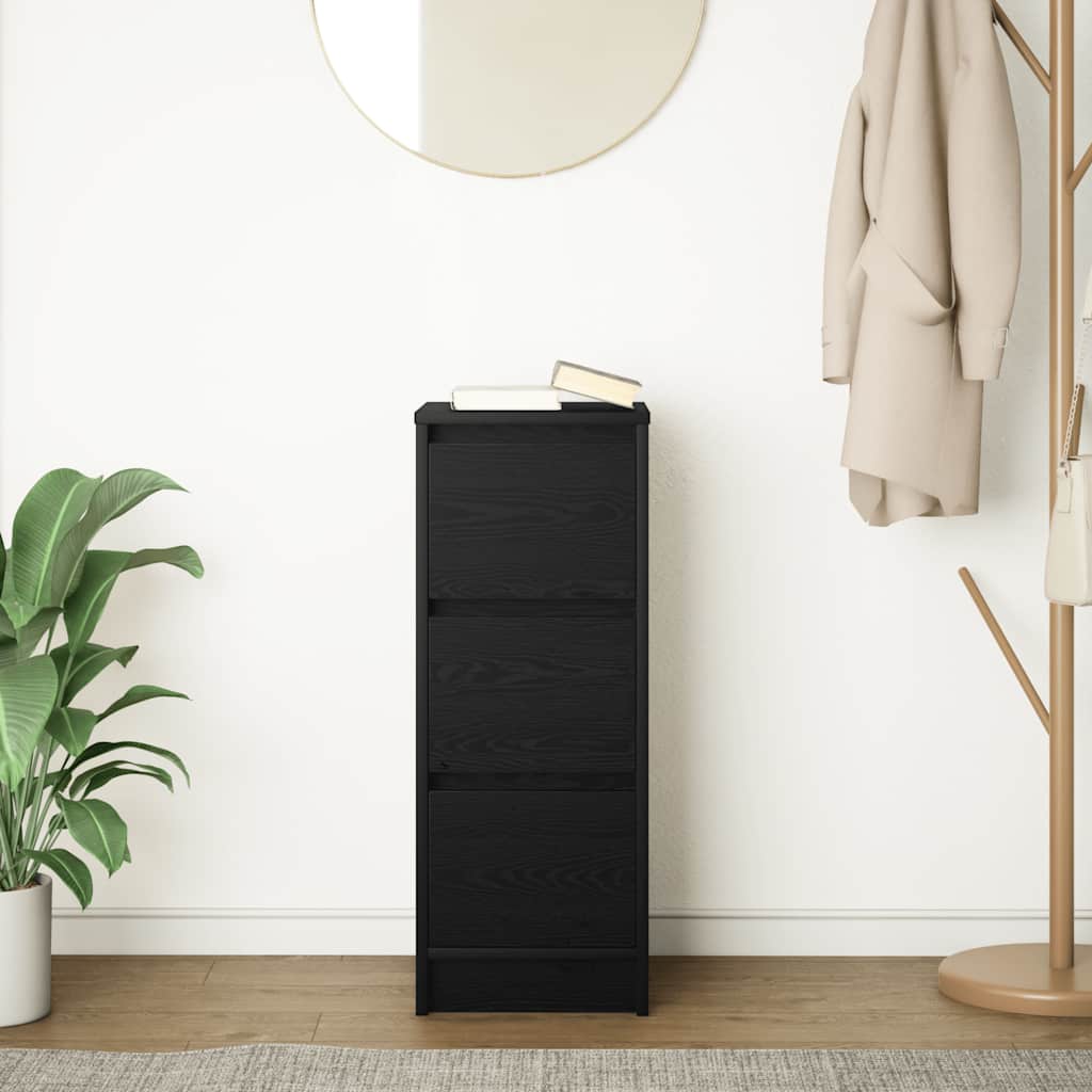 skænk 29,5x34x76 cm konstrueret træ sort egetræsfarve