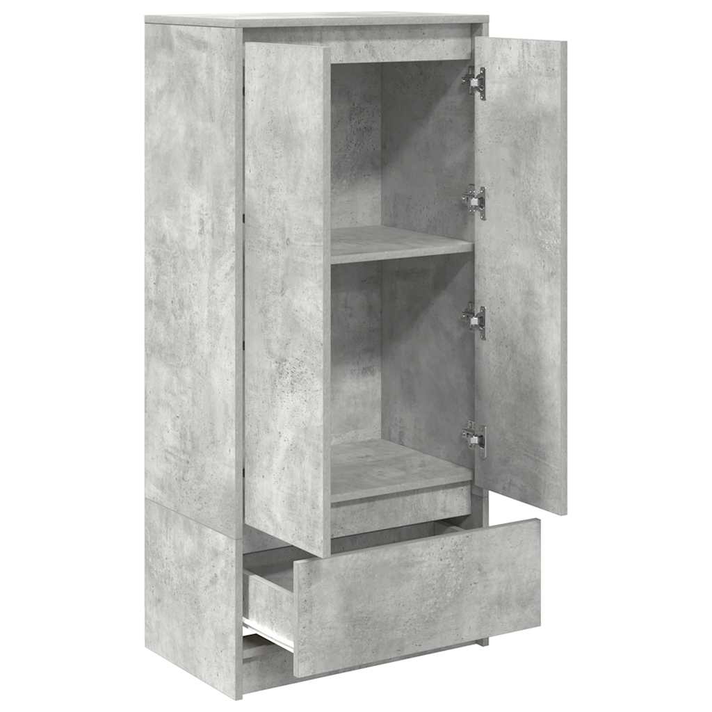 skab med skuffe 55,5x34x119,5 cm konstrueret træ betongrå