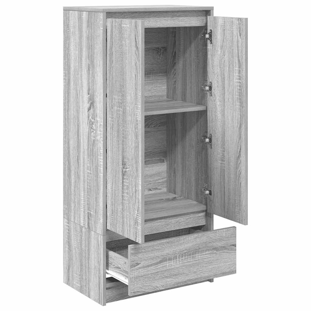 skab med skuffe 55,5x34x119,5 cm konstrueret træ grå sonoma-eg