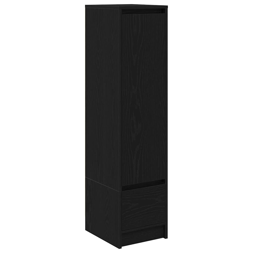 højskab 29,5x34x119,5 cm konstrueret træ sort egetræsfarve