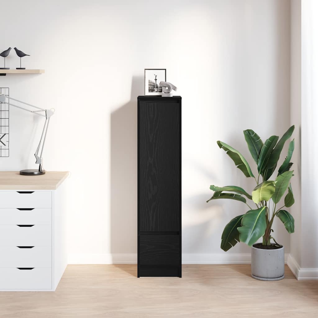 højskab 29,5x34x119,5 cm konstrueret træ sort egetræsfarve