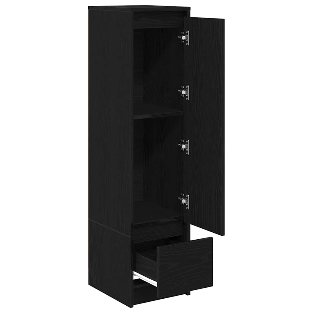 højskab 29,5x34x119,5 cm konstrueret træ sort egetræsfarve