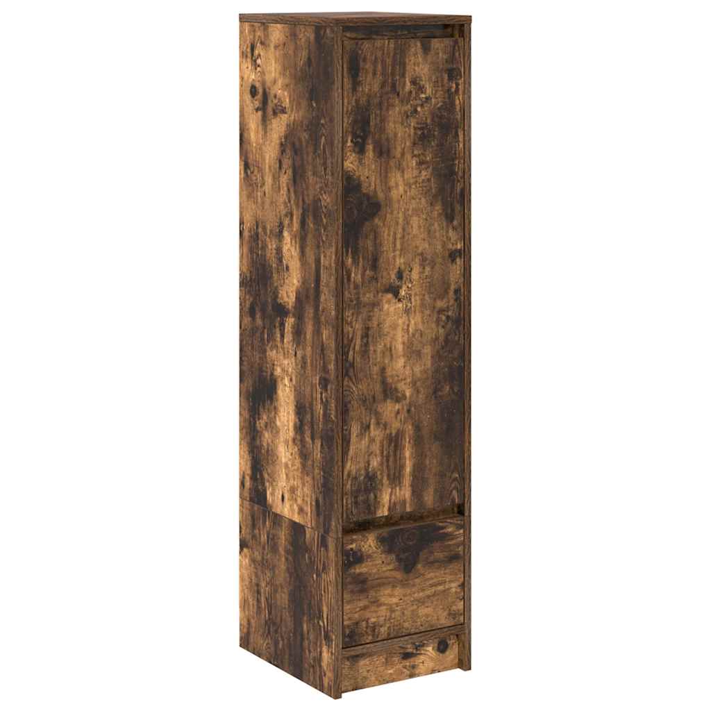højskab 29,5x34x119,5 cm konstrueret træ røget egetræsfarve