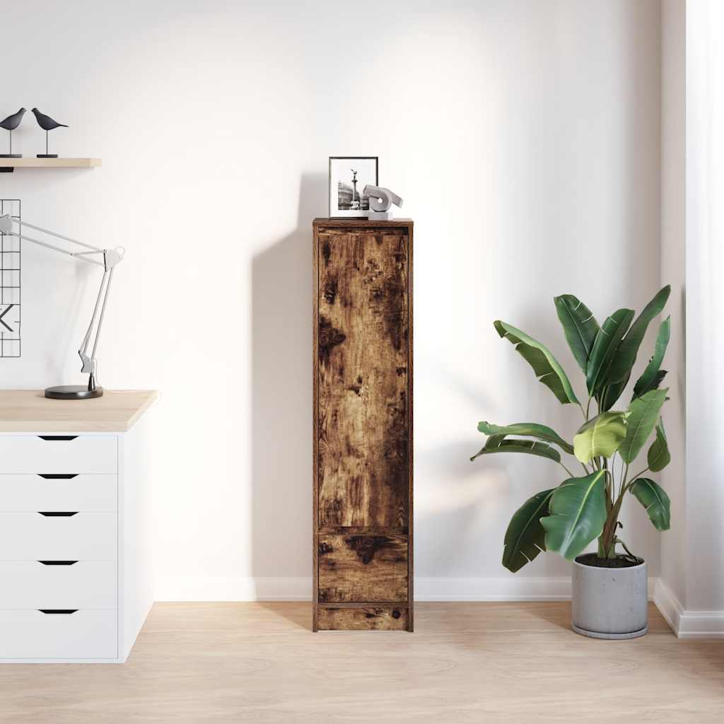 højskab 29,5x34x119,5 cm konstrueret træ røget egetræsfarve
