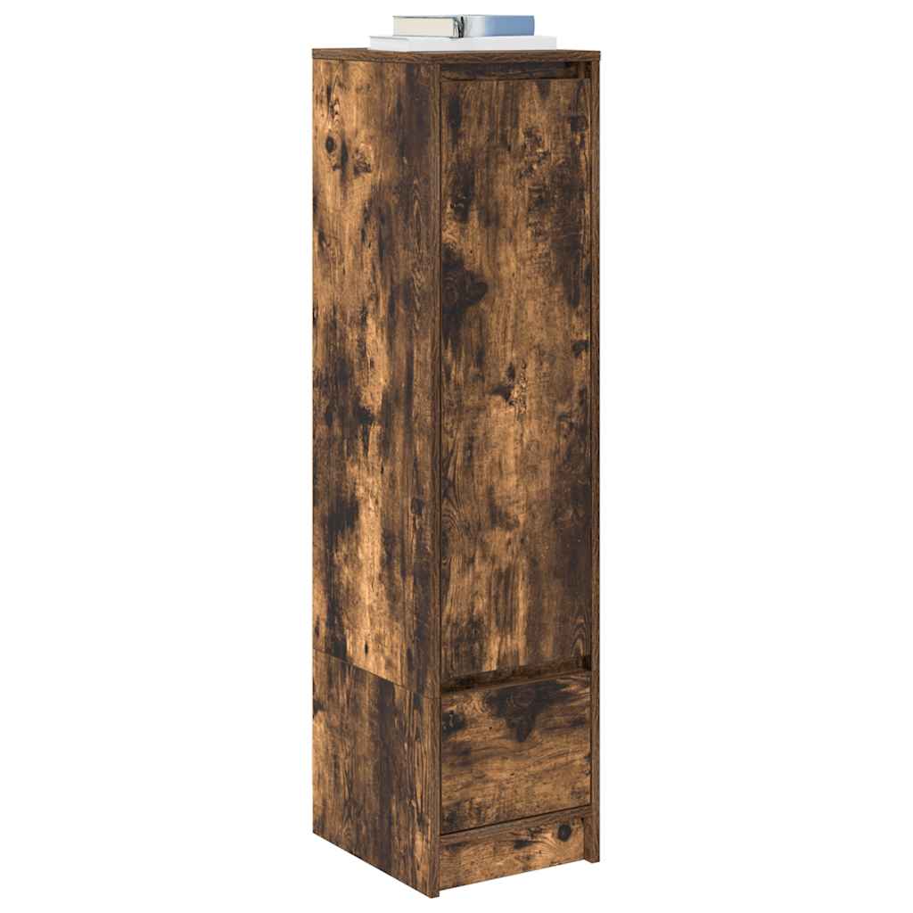 højskab 29,5x34x119,5 cm konstrueret træ røget egetræsfarve