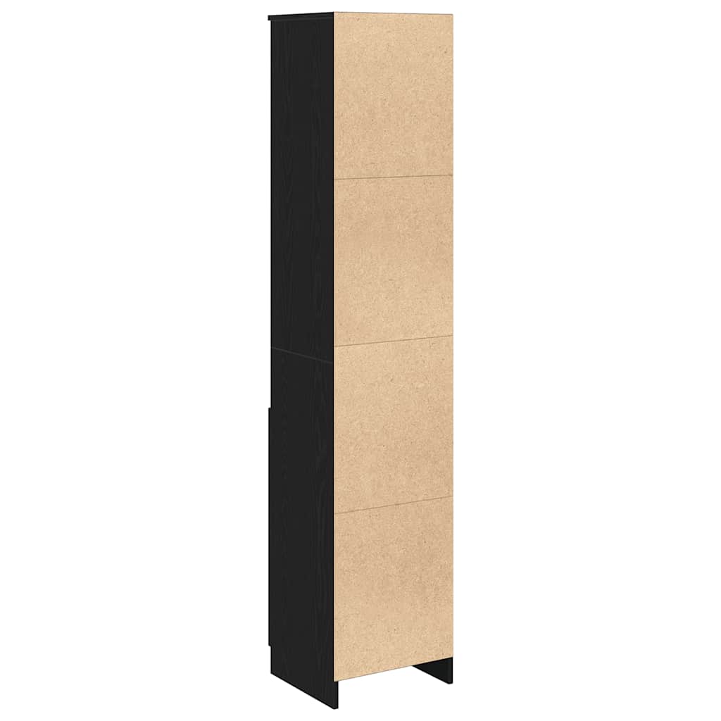 højskab 37,5x35x180 cm konstrueret træ sort egetræsfarve