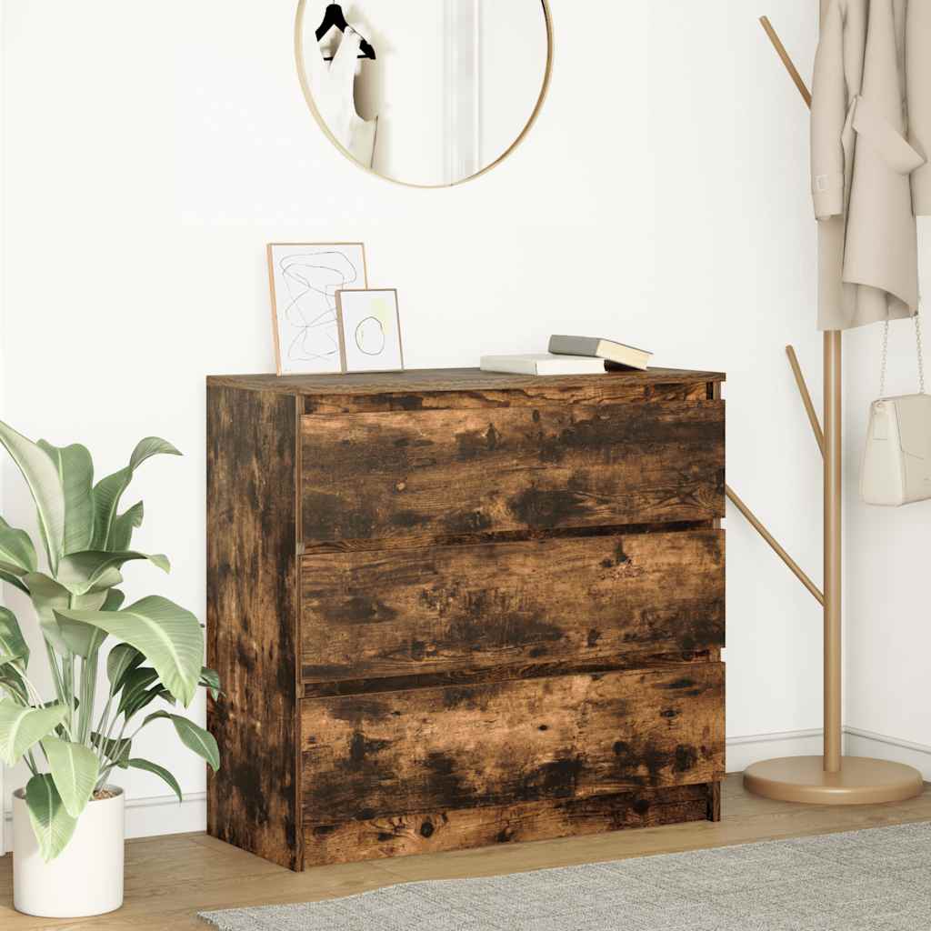 skænk 80x35x76 cm konstrueret træ røget egetræsfarve