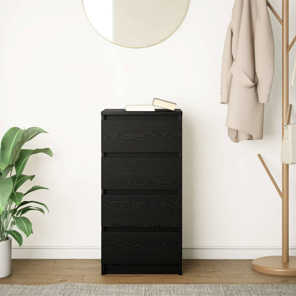 skænk 37,5x35x76 cm konstrueret træ sort egetræsfarve