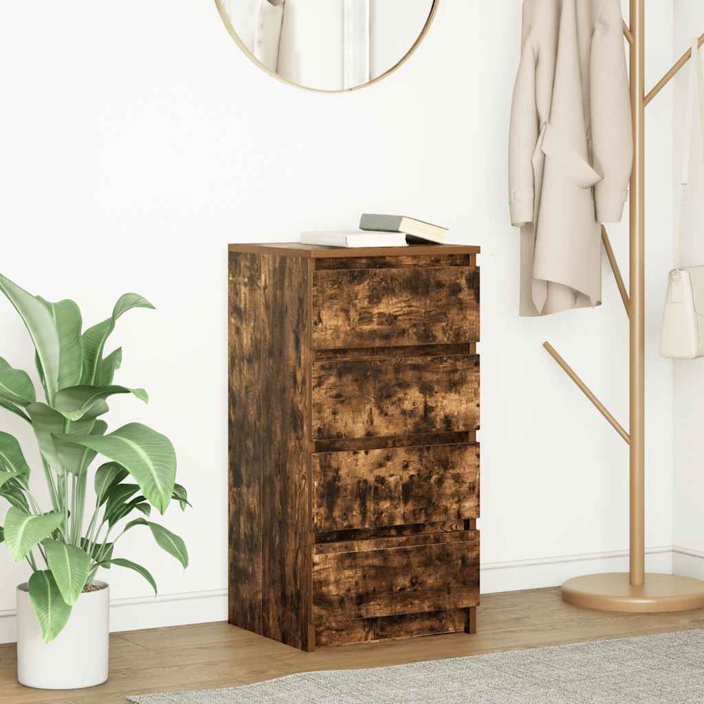 skænk 37,5x35x76 cm konstrueret træ røget egetræsfarve