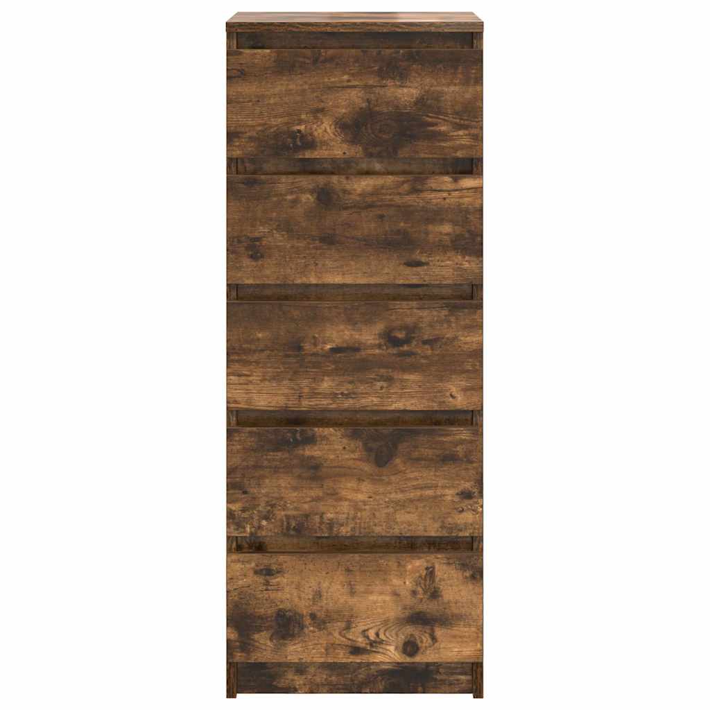 skænk med skuffer 37,5x35x99 cm konstrueret træ røget egetræ