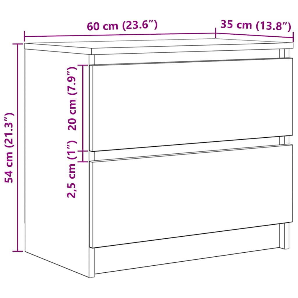 tv-bord 60x35x54 cm konstrueret træ hvid