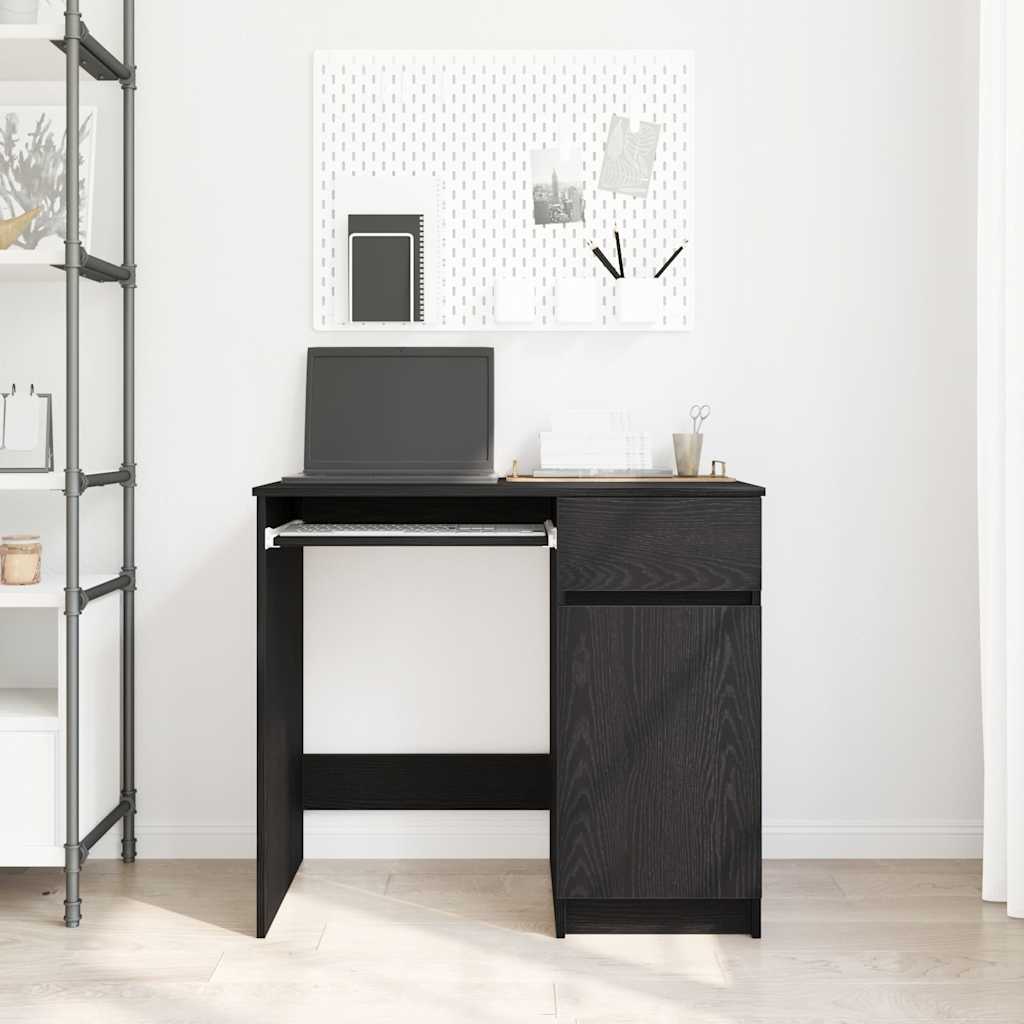 skrivebord 86x49x76 cm konstrueret træ sort-eg